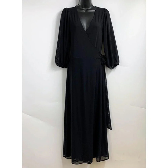 Aritzia Little Moon‎ Women's V Neck Puff Sheer Sleeve Long Dress Size S - Picture 1 of 14